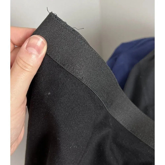 Eileen Fisher Ponte Black Leather Front Panel Legging Pants Size Large Stretch - Picture 9 of 9